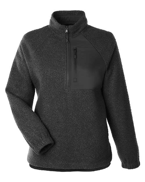 North End NE713W — Women's Aura Sweater Fleece Quarter-Zip Pullover — Black/ Black
