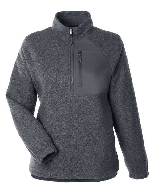 North End NE713W — Women's Aura Sweater Fleece Quarter-Zip Pullover — Carbon/ Carbon