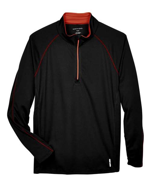 North End 88187 — Men's Radar Performance Quarter-Zip Pullover — Black/ Classic Red