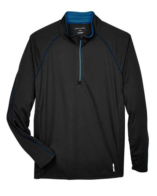 North End 88187 — Men's Radar Performance Quarter-Zip Pullover — Black/ True Royal
