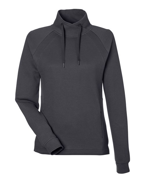North End NE200W — Women's Rhythm Waffle Cross-Neck Pullover — Carbon