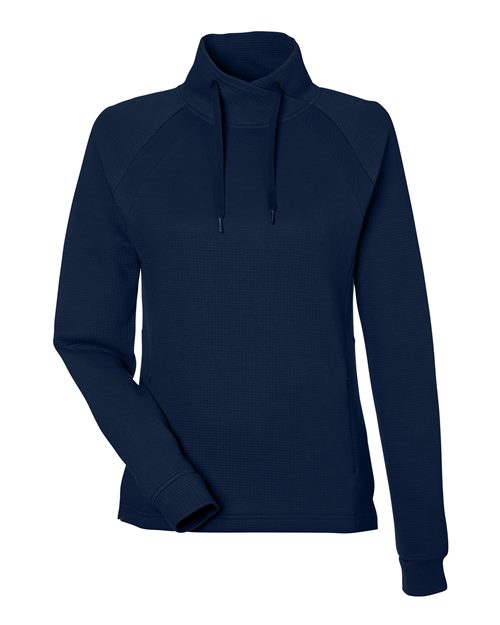 North End NE200W — Women's Rhythm Waffle Cross-Neck Pullover — Classic Navy