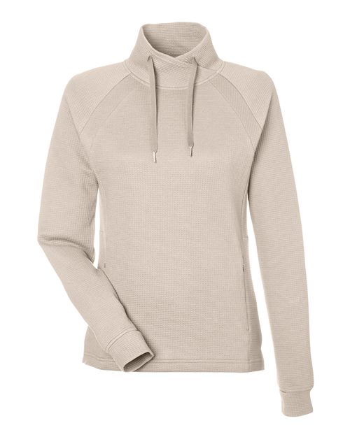 North End NE200W — Women's Rhythm Waffle Cross-Neck Pullover — Oatmeal