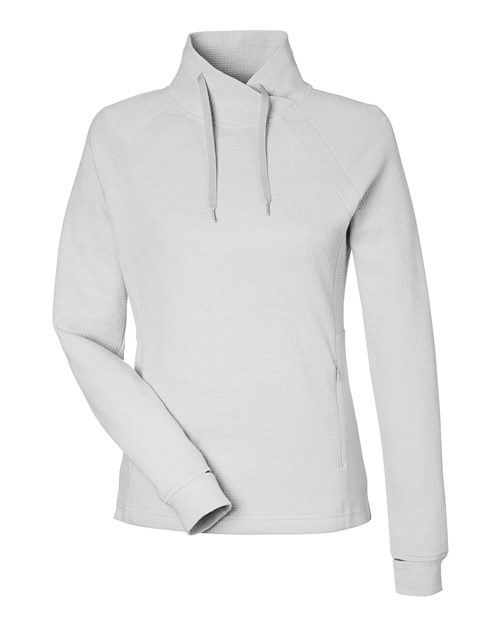 North End NE200W — Women's Rhythm Waffle Cross-Neck Pullover — Platinum