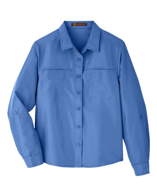 Harriton M580LW — Women's Key West Performance Staff Shirt — Pool Blue