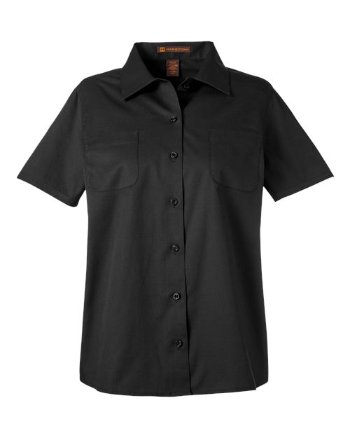 Harriton M585W — Women's Advantage IL Short Sleeve Dress Shirt — Black