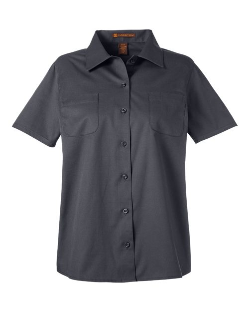 Harriton M585W — Women's Advantage IL Short Sleeve Dress Shirt — Dark Charcoal