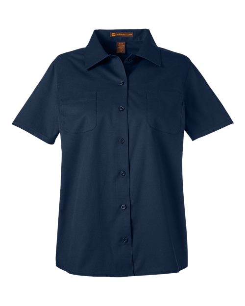 Harriton M585W — Women's Advantage IL Short Sleeve Dress Shirt — Dark Navy