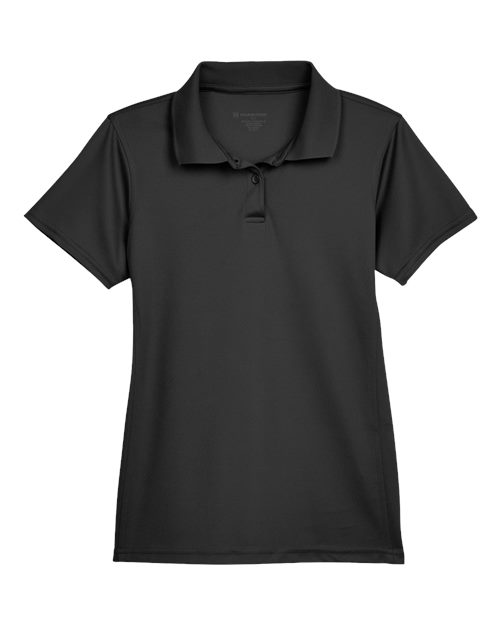 Harriton M315W — Women's Polyester Jersey Polo — Black
