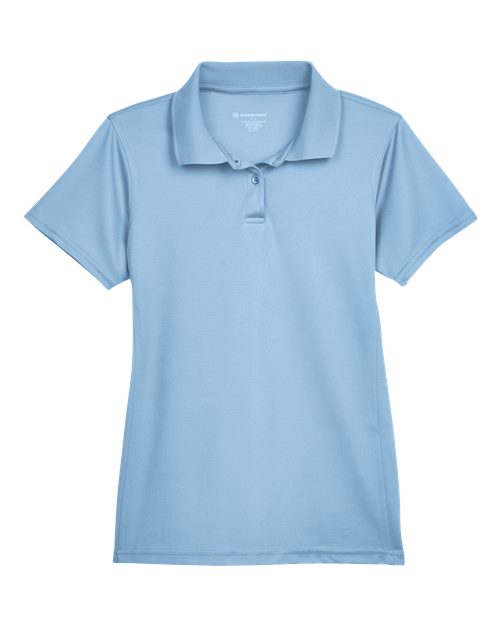 Harriton M315W — Women's Polyester Jersey Polo — Light Blue