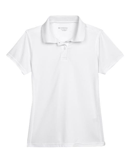 Harriton M315W — Women's Polyester Jersey Polo — White