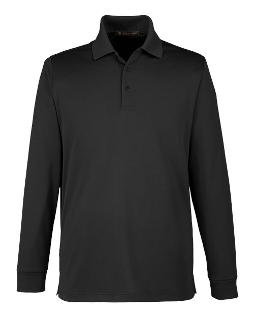 Harriton M348LT — Men's Tall Advantage Long Sleeve Snag Protection Plus IL Polo — Black