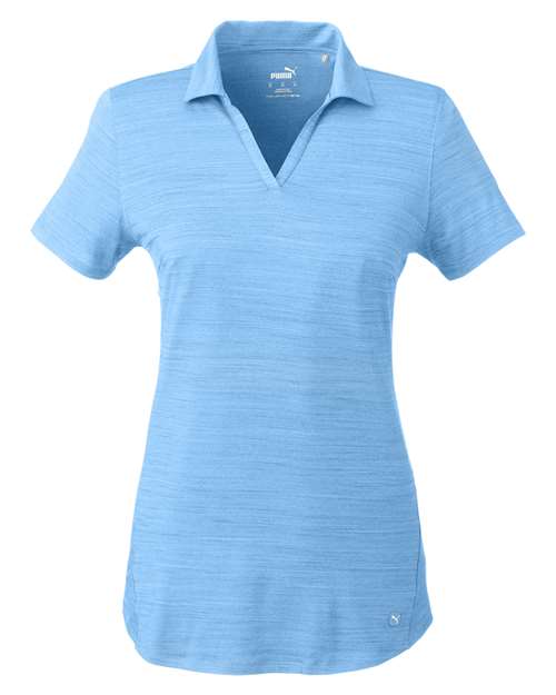 Puma Golf 597695 — Women's Cloudspun Free V-neck Polo — Placid Blue Heather
