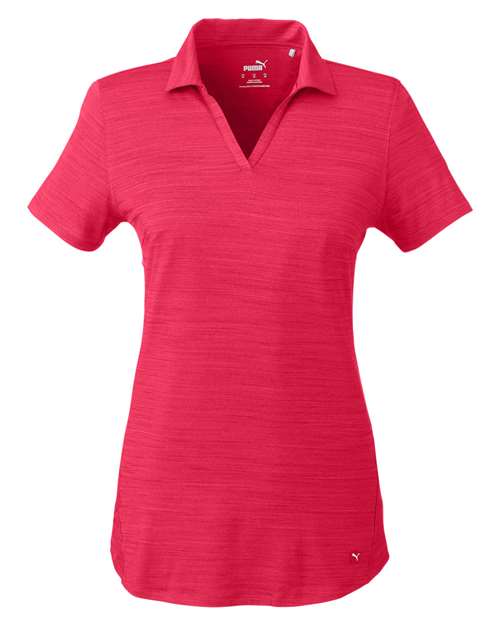 Puma Golf 597695 — Women's Cloudspun Free V-neck Polo — Teaberry Heather