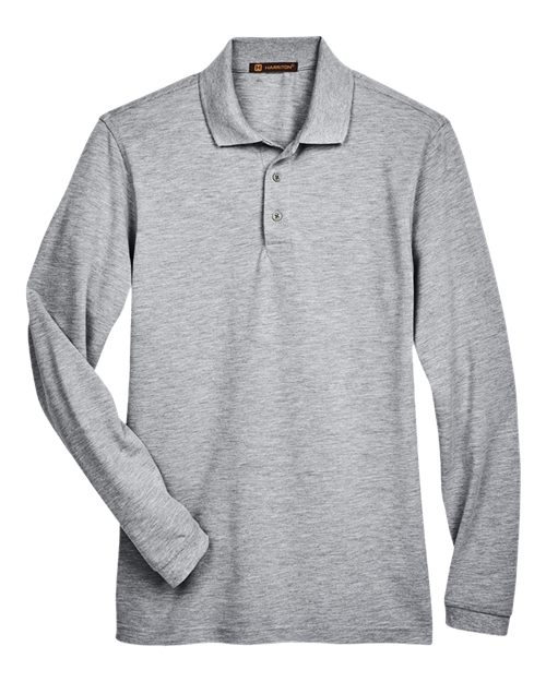Harriton M265L — Men's Easy Blend™ Long Sleeve Polo — Grey Heather