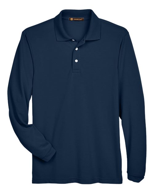 Harriton M265L — Men's Easy Blend™ Long Sleeve Polo — Navy