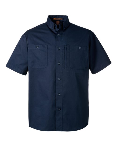 Harriton M585 — Men's Advantage IL Short Sleeve Work Shirt — Dark Navy