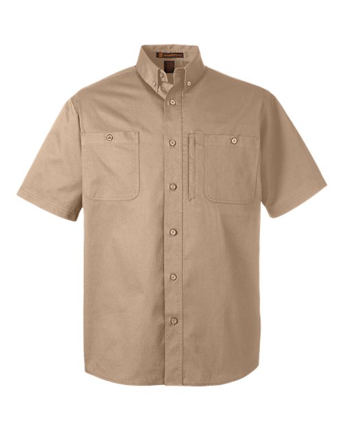 Harriton M585 — Men's Advantage IL Short Sleeve Work Shirt — Khaki