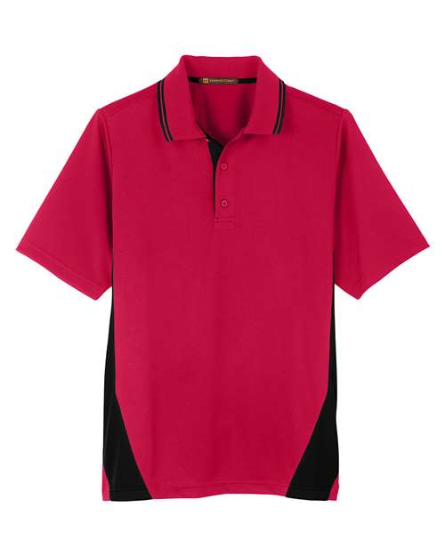 Harriton M386T — Men's Tall Flash Snag Protection Plus IL Colorblock Polo — Red/ Black