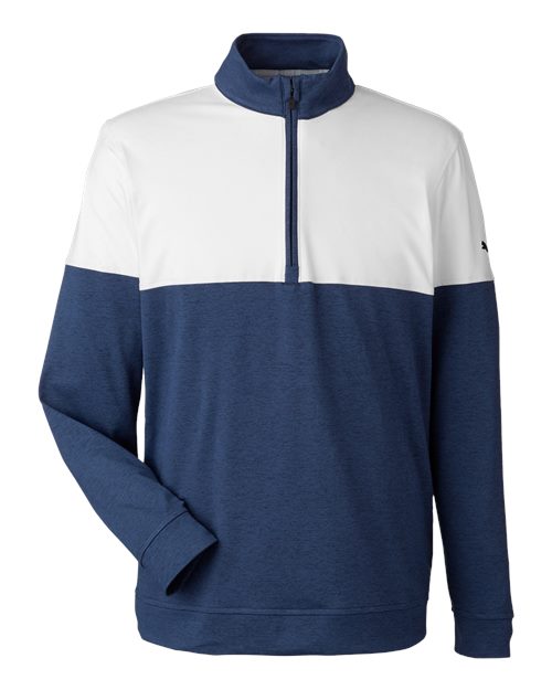 Puma Golf 595803 — Men's Cloudspun Warm Up Quarter-Zip Pullover — Peacoat/ Bright White
