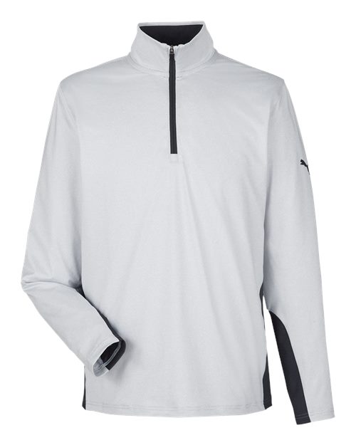 Puma Golf PG410 — Men's Mesa Stripe Quarter-Zip Pullover — Puma Black/ Bright White