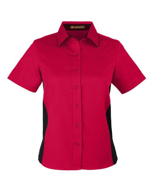 Harriton M586W — Women's Flash IL Colorblock Shirt — Red/ Black