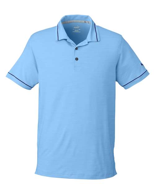 Puma Golf 599117 — Men's Cloudspun Monarch Polo — Placid Blue Heather/ Navy Blazer