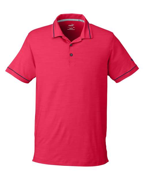 Puma Golf 599117 — Men's Cloudspun Monarch Polo — Teaberry Heather/ Navy Blazer
