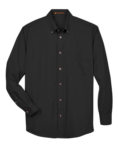 Harriton M500T — Men's Tall Easy Blend™ Twill Dress Shirt — Black