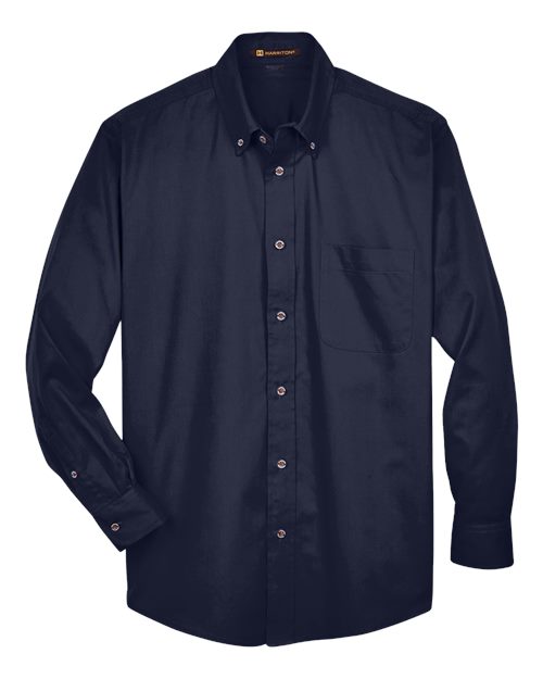 Harriton M500T — Men's Tall Easy Blend™ Twill Dress Shirt — Navy