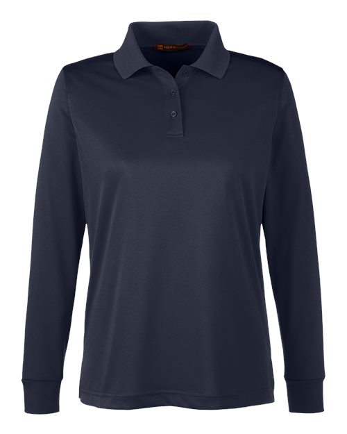 Harriton M348LW — Women's Advantage Snag Protection Plus IL Long Sleeve Polo — Dark Navy
