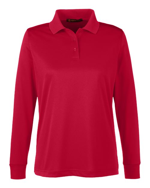 Harriton M348LW — Women's Advantage Snag Protection Plus IL Long Sleeve Polo — Red