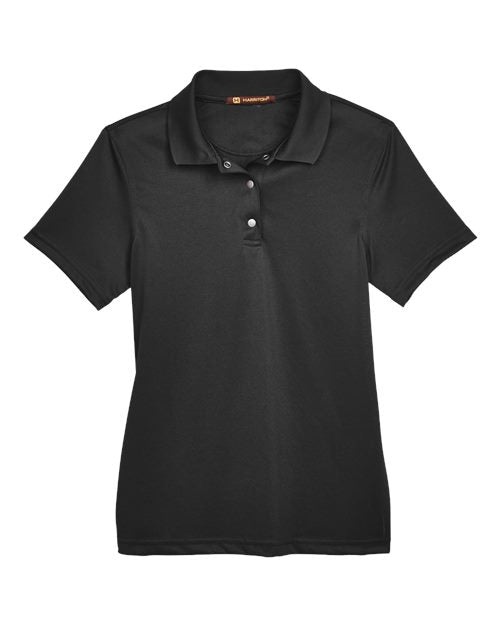 Harriton M345W — Women's Advantage Snag Protection Plus IL Snap Placket Polo — Black
