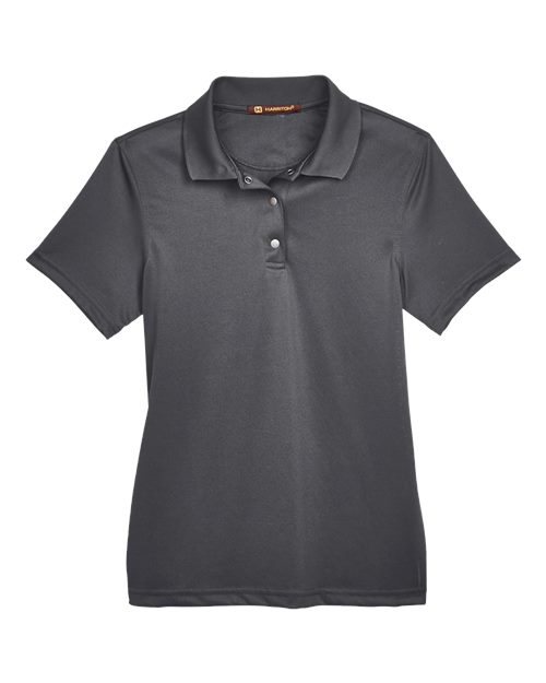 Harriton M345W — Women's Advantage Snag Protection Plus IL Snap Placket Polo — Dark Charcoal