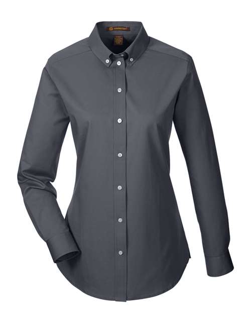 Harriton M581W — Women's Foundation Cotton Twill Shirt with Teflon — Dark Charcoal