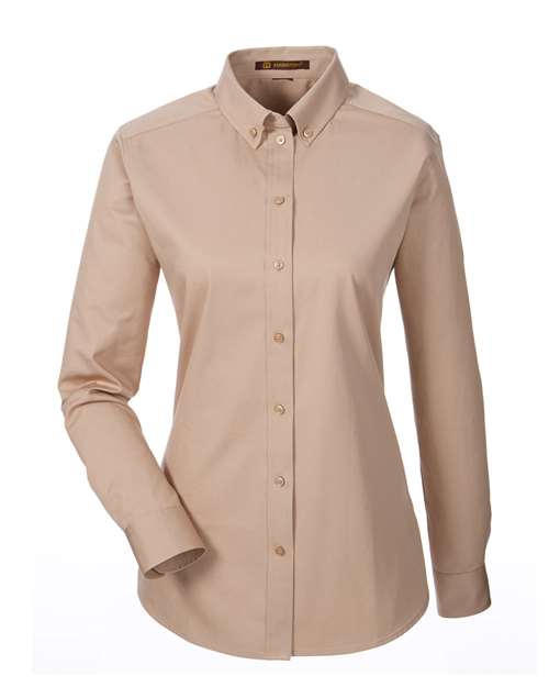 Harriton M581W — Women's Foundation Cotton Twill Shirt with Teflon — Khaki