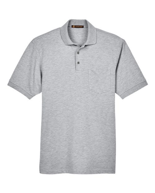 Harriton M265P — Men's Easy Blend™ Polo with Pocket — Grey Heather
