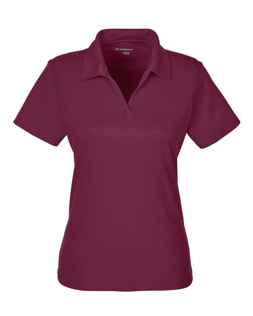 Harriton M353W — Women's Double Mesh Polo — Maroon
