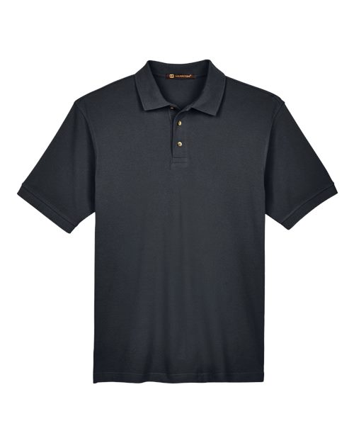 Harriton M200T — Men's Tall Cotton Pique Polo — Black