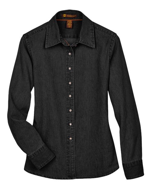 Harriton M550W — Women's Denim Shirt — Washed Black