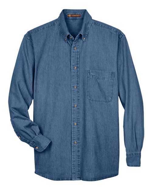 Harriton M550T — Men's Tall Denim Shirt — Light Denim