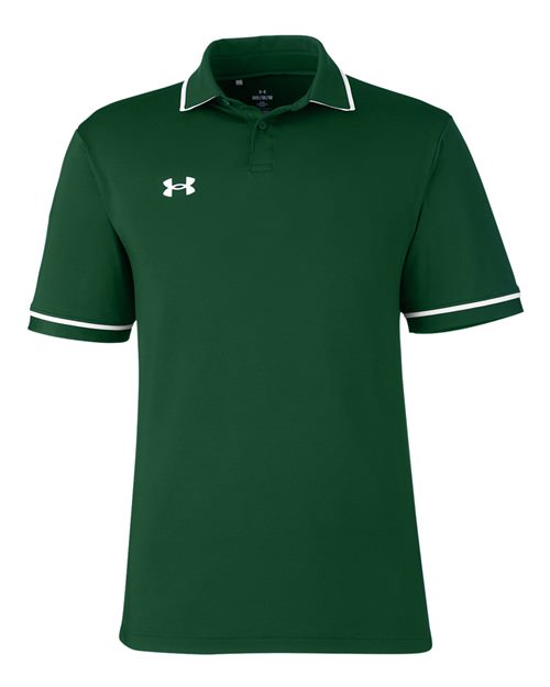 Under Armour 1376904 — Men's Tipped Teams Performance Polo — Forest Green/ White