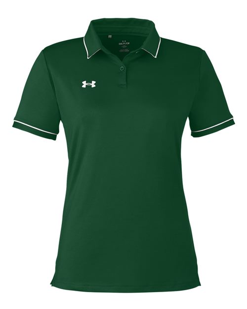 Under Armour 1376905 — Women's Tipped Teams Performance Polo — Forest Green/ White