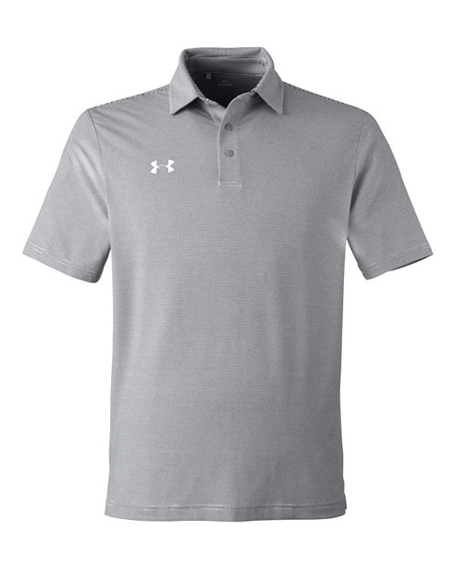 Under Armour 1389853 — Men's Destin Drive "UA Playoff Team Stripe" Performance Polo — Mod Grey/ White
