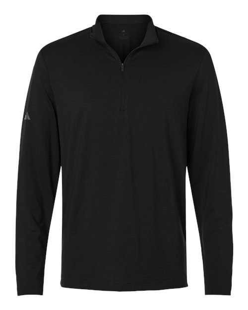 Adidas A708 — Men's Textured Stripe Quarter-Zip Pullover — Black