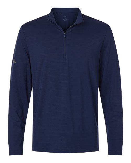 Adidas A708 — Men's Textured Stripe Quarter-Zip Pullover — Dark Blue