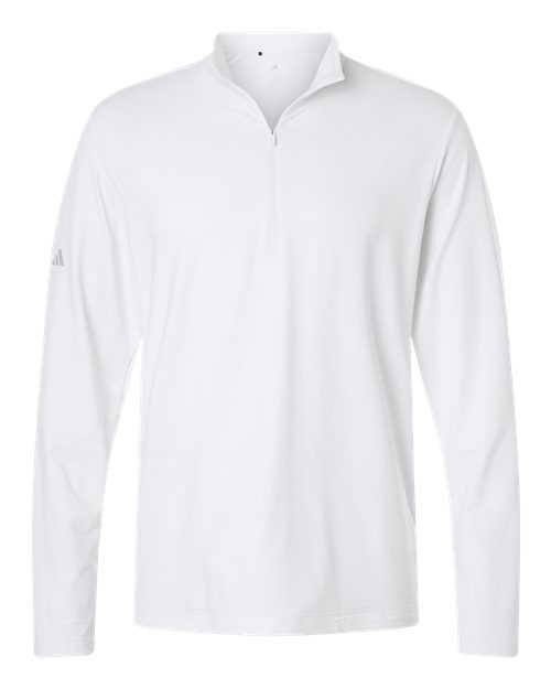 Adidas A708 — Men's Textured Stripe Quarter-Zip Pullover — White