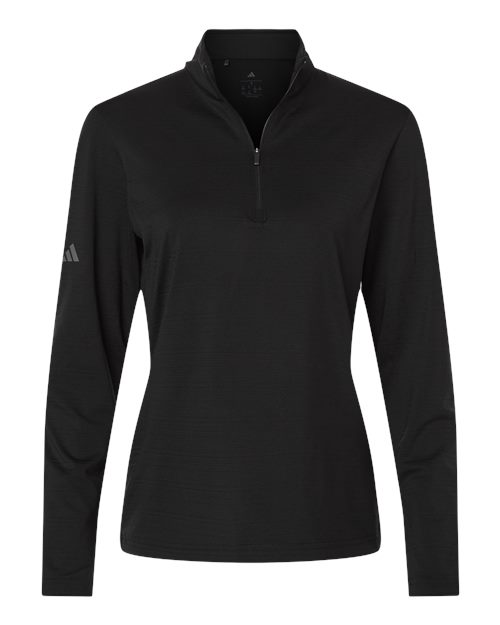 Adidas A709 — Women's Textured Stripe Quarter-Zip Pullover — Black