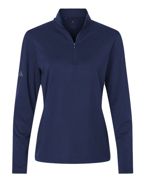 Adidas A709 — Women's Textured Stripe Quarter-Zip Pullover — Dark Blue
