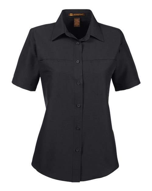 Harriton M580W — Women's Key West Short Sleeve Performance Staff Shirt — Black